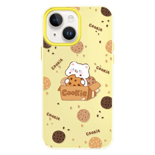 Funda híbrida TPU y PC iPhone 13 con Tacto Sedoso (Oso Galletas Amarillo)