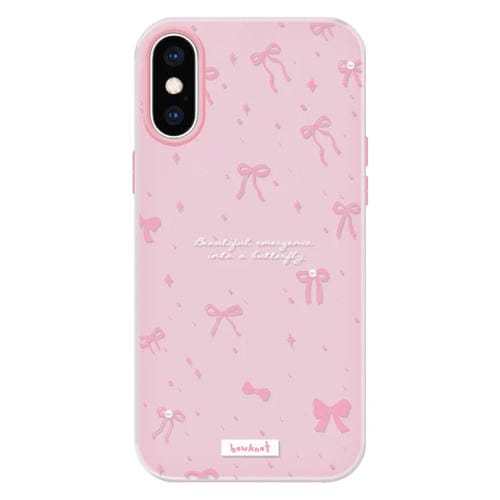 Funda híbrida TPU Policarbonato iPhone X/Xs función protección (Rosa con Lazo)