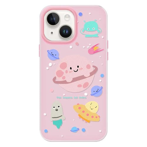 Funda híbrida TPU y PC iPhone 13 Tacto Sedoso (Rosa Planeta)