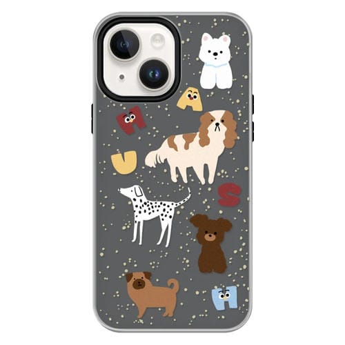 Funda híbrida TPU y Policarbonato iPhone 15 Cachorro Inglés (Negro)