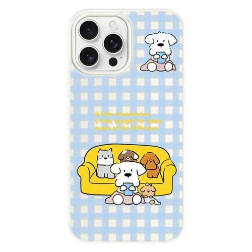 Funda híbrida TPU y PC iPhone 13 Pro Max Familia de Perros (Blanco)