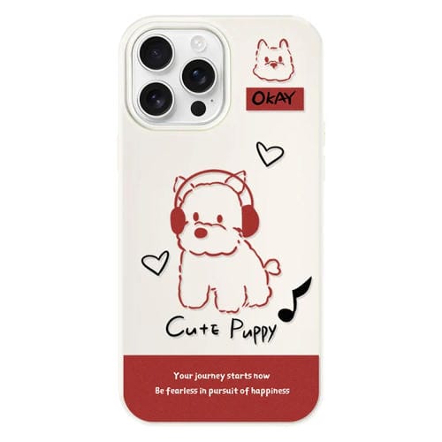 Funda Híbrida TPU y PC iPhone 12 Pro Tacto de Piel (Auriculares, Perro, Blanco)