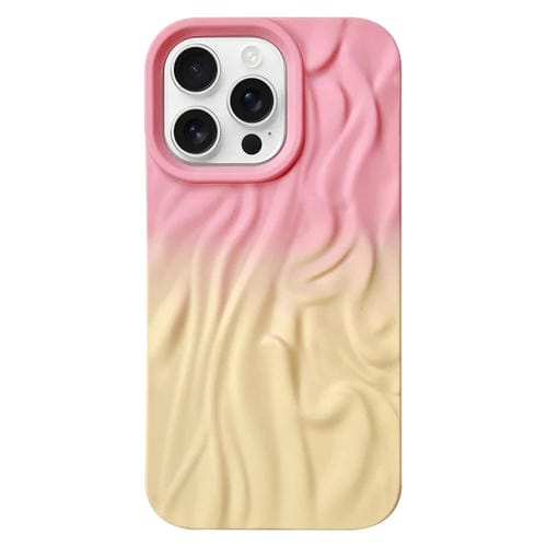 Funda TPU Esmerilada Textura Piel Efecto Degradado Arrugas para iPhone 13 Pro Max (Rosa y Amarillo)