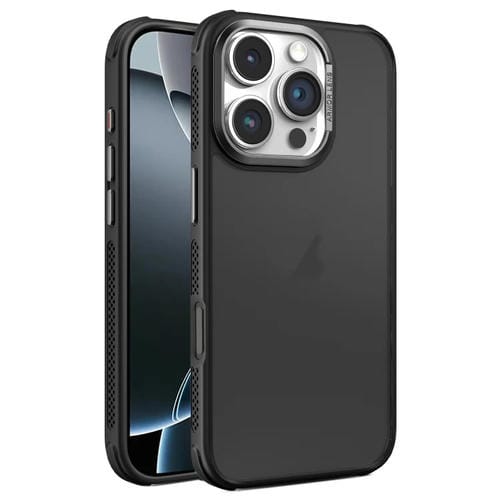 Estuche para Teléfono iPhone 16 Pro Marco de Lente Metal Esmerilado Sensación de Piel Enfriamiento Lateral (Negro)