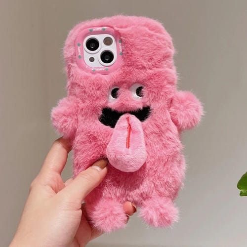Funda de Teléfono iPhone 14 Plus Diseño Monstruo Lengua Larga Magnética 3D (Rosa)