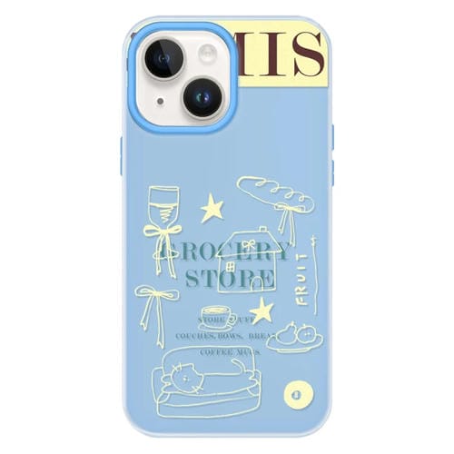 Funda híbrida TPU PC para iPhone 15 con tacto sedoso (Draft Blue)