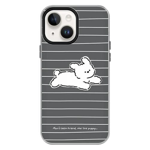 Funda híbrida TPU y PC iPhone 14 Plus función protección (Running Puppy Black)