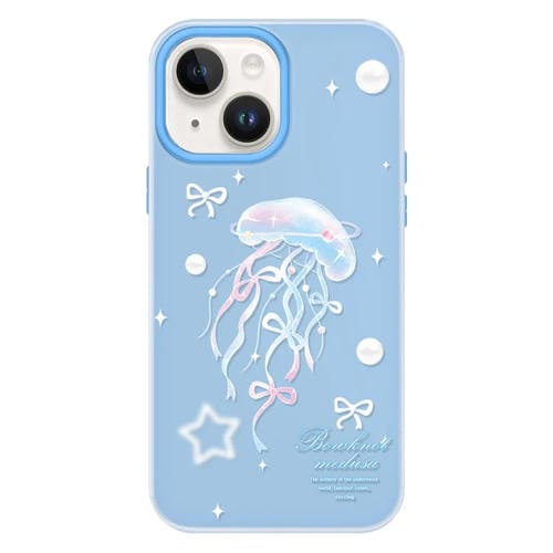 Funda híbrida TPU y PC iPhone 14 Medusa Azul con tacto sedoso y gelatinoso