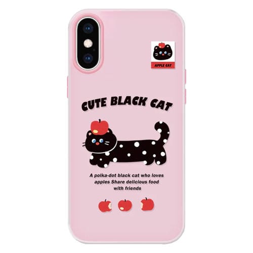 Funda híbrida TPU y PC Apple iPhone Xs Max con Tacto Sedoso (Black Cat Pink)