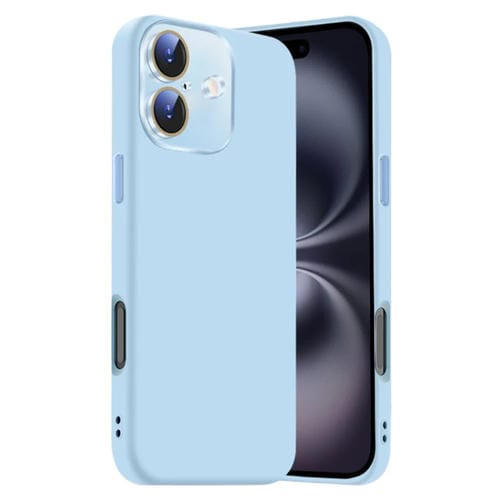 Funda de Silicona Líquida para iPhone 16 con NanoLente (Azul Claro)