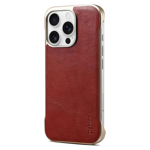 Funda para iPhone 16 Pro Denior Magsafe Piel Auténtica Textura de Becerro (Roja)