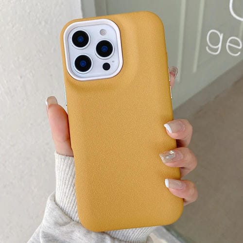 Funda de Cuero para iPhone 12 Pro Max Textura (Amarilla)