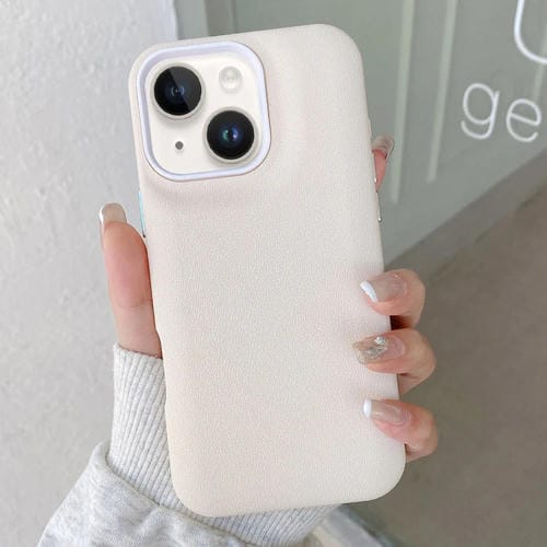 Funda para iPhone 14 Cuero Textura (Blanca)