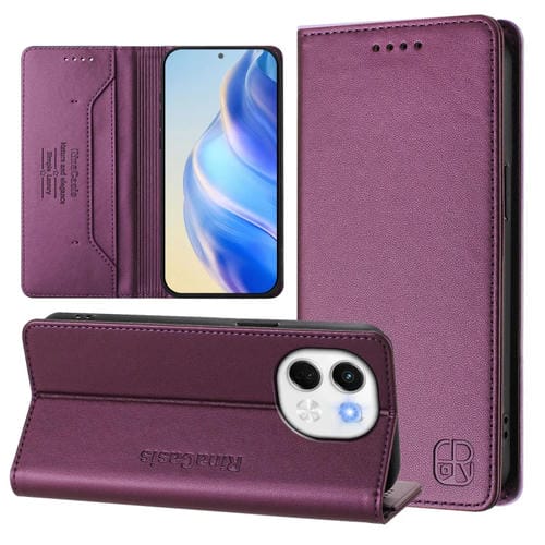 Funda de Cuero para Tecno Spark 30 5G y Pova 6 Neo 5G Rc01 con Doble Pliegue y Cierre Magnético Rfid (Violeta)