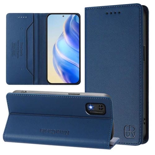 Funda de Cuero con Doble Pliegue y Succión Magnética Rfid para Itel A23 Pro/A17/Tecno Pop 5 Rc01 (Azul Oscuro)