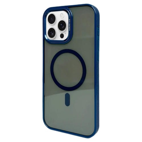 Estuche para Teléfono Magsafe iPhone 16 Pro Max Marco de Lente Metal (Azul Marino)