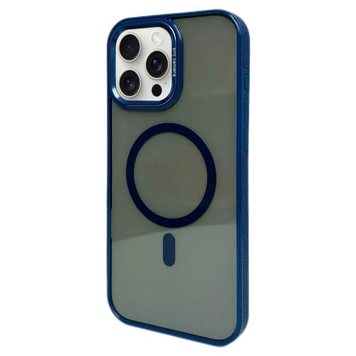 Funda para Teléfono Magsafe iPhone 15 Pro Marco de Lente de Metal (Azul Marino)