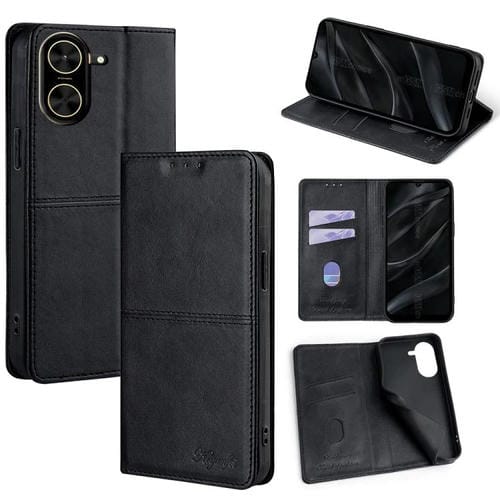 Funda magnética de cuero con textura de vaca para Redmi A5 4G (171,7 mm) (negro)