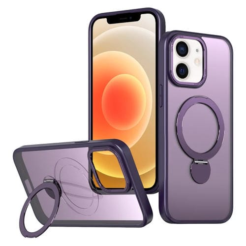 Funda para Teléfono Wing Series Gen2 con Soporte de Anillo de Metal Magsafe para iPhone 12 (Morado Oscuro)