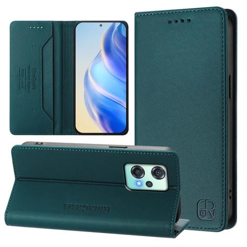 Funda de Cuero con Doble Pliegue y Succión Magnética Rfid para OnePlus Nord Ce 2 Lite 5G/Nord 2 Lite Rc01 (Verde Oscuro)