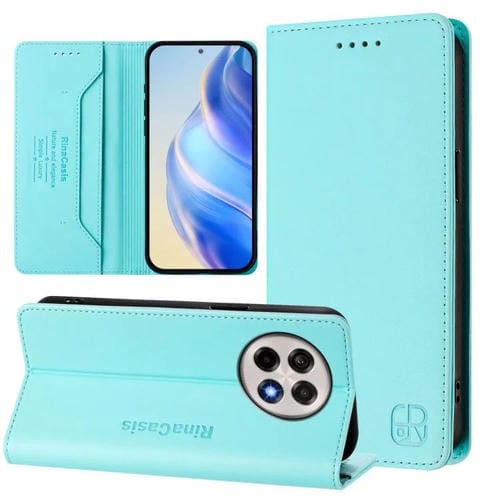 Funda de Cuero OnePlus 13R Ace 5 Ace 5 Pro Rc01 Doble Pliegue Succión Magnética (Verde Menta)