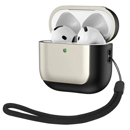 Estuche Protector Auriculares Inalámbricos Airpods 4 Textura Cuero Galvanizado (Dorado)