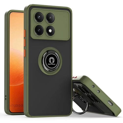 Funda de TPU + PC con anillo para Xiaomi Poco X6 Pro Q Shadow 1 Series (verde militar)