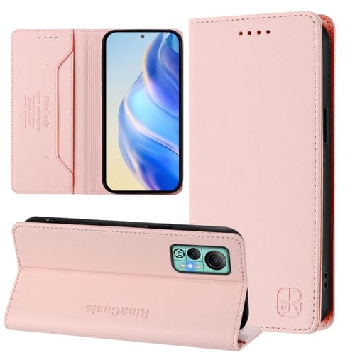 Funda de Cuero Ulefone Note 14 Rc01 con Doble Pliegue y Succión Magnética (Rosa)