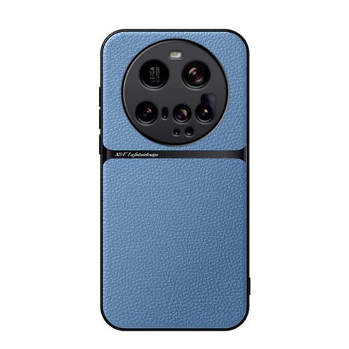 Funda magnética de cuero Litchi para Xiaomi 15 Ultra, con cobertura total y antigolpes (azul)