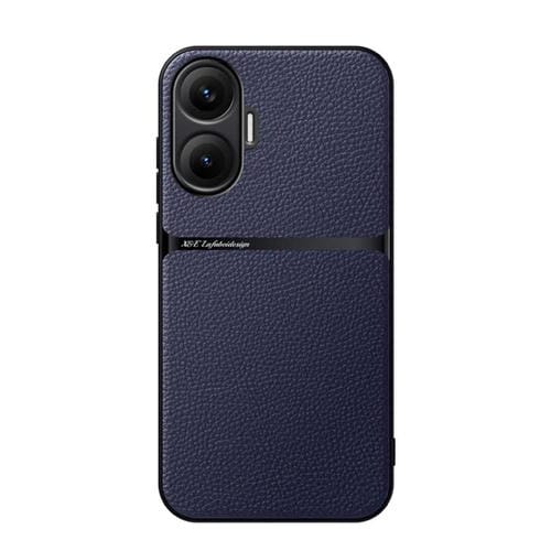 Funda magnética de cuero Litchi para Redmi Turbo 4 Pro, con cobertura total, a prueba de golpes (azul marino)