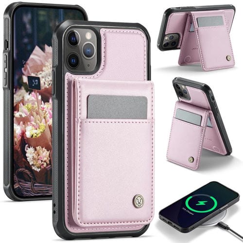Estuche para Teléfono Pu Jeehood J06 Tarjetero Rfid Magsafe Estilo Británico para iPhone 11 Pro (Rosa)