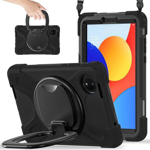 Funda Híbrida de Silicona para Tableta Xiaomi Redmi Pad Se 8.7 con Soporte y Correa para El Hombro (Negra)