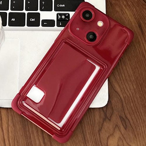 Funda TPU con Ranura para Tarjeta Lateral para iPhone 14 (Rojo)