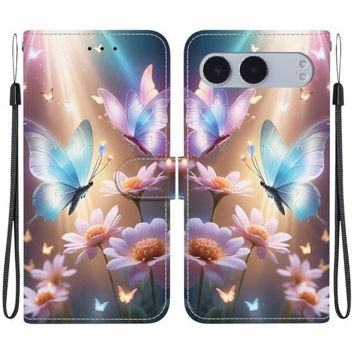 Funda de Cuero con Dibujo y Textura de Cristal para OnePlus Nord 4 (Mariposa, Amor y Flores)