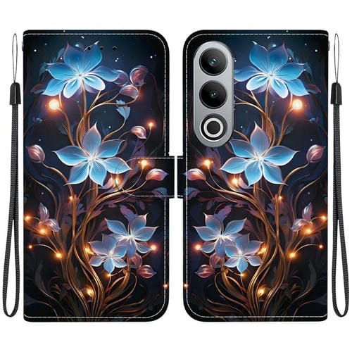 Funda de Cuero para OnePlus Nord Ce4 5G con Dibujo de Colores y Textura de Cristal (Flor de Linterna Pequeña)