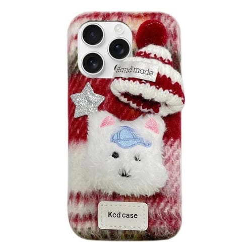 Funda para Teléfono iPhone 15 Pro Diseño Perro de Peluche Dibujos Animados (Rojo)