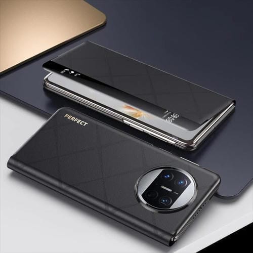 Funda de Cuero con Tapa Magnética Magsafe para Huawei Mate X3 (Negro)