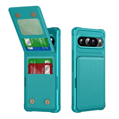 Funda de Cuero con Tapa Vertical para Google Pixel 9 Pro XL (Verde Cian)