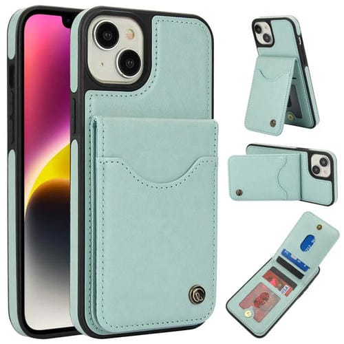 Funda de Cuero Awquer para iPhone 14/13 con Tapa Vertical, Soporte y Porta Tarjetas (Verde)