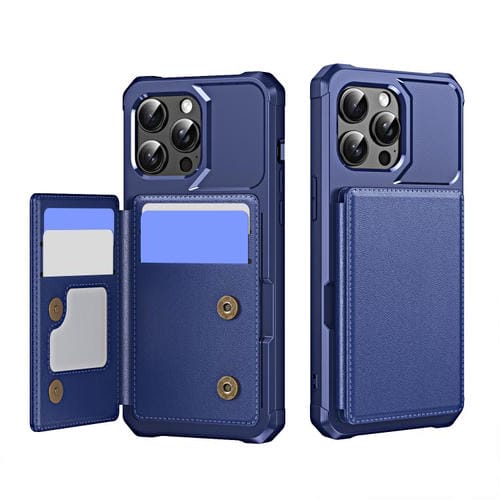 Funda de Cuero con Tapa Horizontal para iPhone 14 Pro Max TaRJetero (Azul Oscuro)