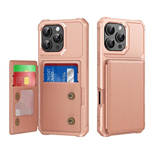 Funda para Teléfono iPhone 16 Pro Cuero Tapa Horizontal Tarjetero (Oro Rosa)