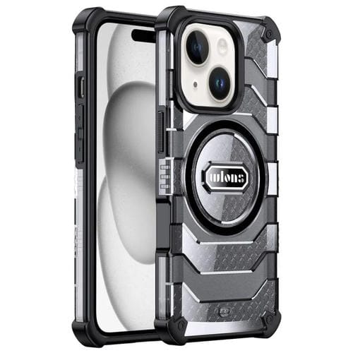 Funda híbrida TPU y PC Wlons Serie Explorer para iPhone 15 con Protección Magsafe (Negra)