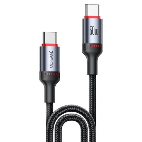Cable De Datos Yesido CA183 PD60W 3A USB-C a USB-C 2 m (Negro)