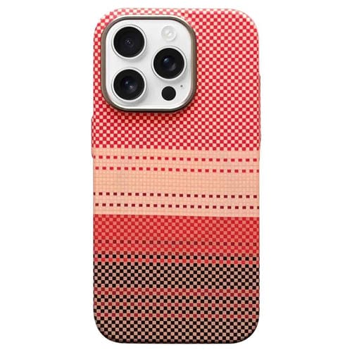 Estuche para Teléfono iPhone 15 Pro con Marco de Protección de Lente Metal Magsafe (Naranja Atardecer)