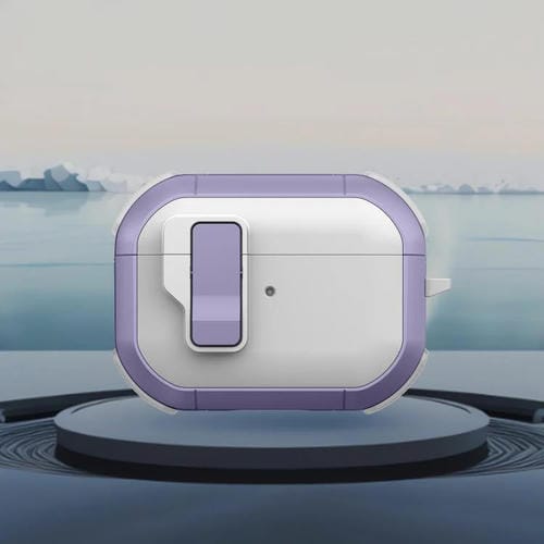 Estuche Para Auriculares Inalámbricos Airpods Pro 2 Starship Con Interruptor Magnético (Blanco Y Morado)