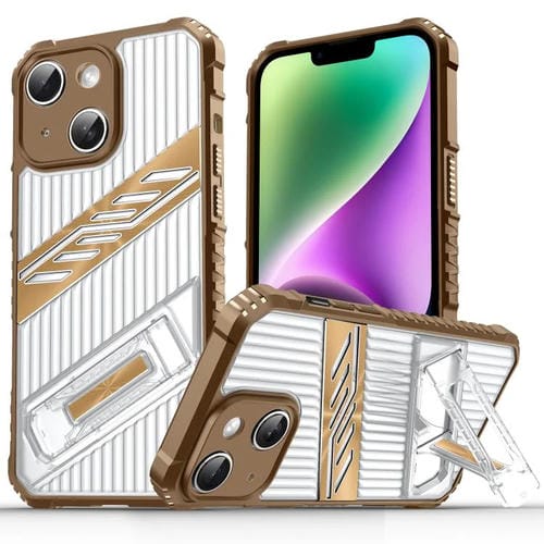 Funda híbrida TPU para iPhone 14 con soporte para PC (Dorado del Desierto)