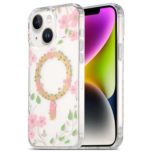Funda para Teléfono IMD Magsafe para iPhone 14 con Laminado Doble Cara (Flores Rosas)