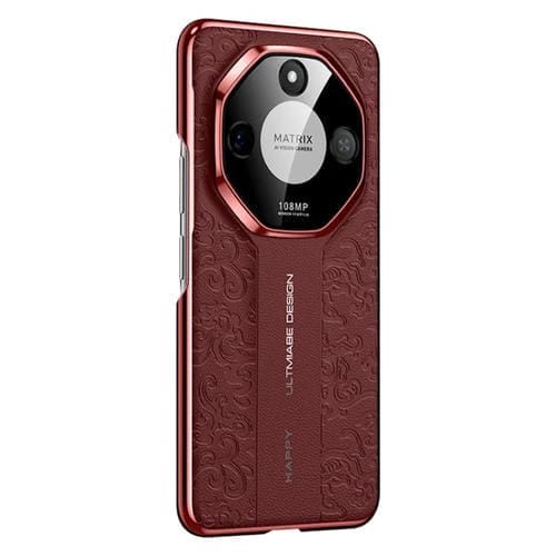 Funda de Cuero para Honor X60 con Diseño de Dragón en la Nube (Rojo)