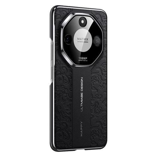 Funda de Cuero para Honor X60 con Diseño de Dragón en la Nube (Negro)