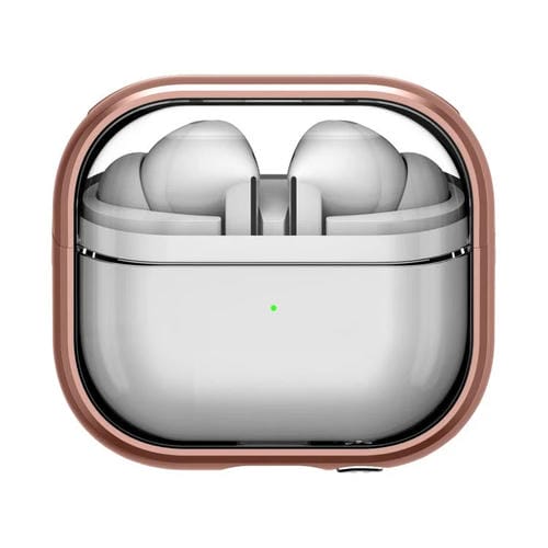 Funda híbrida TPU y PC con soporte para Samsung Galaxy Buds 3/3 Pro (Oro Rosa)